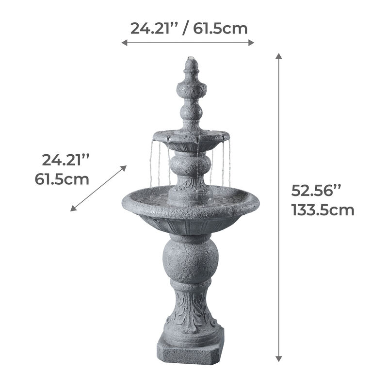 Icy Stone Two-Tier Outdoor Water Fountain, Stone Gray image number 6