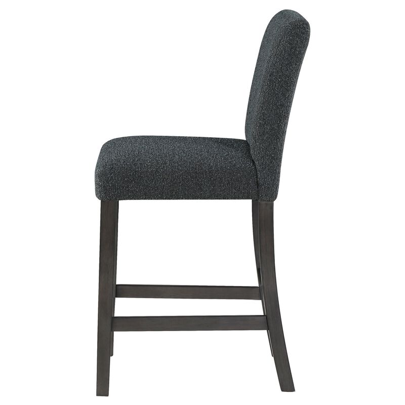 Alora Counter Height Dining Chair Set of 2, Black Boucle, Charcoal Gray - Benzara