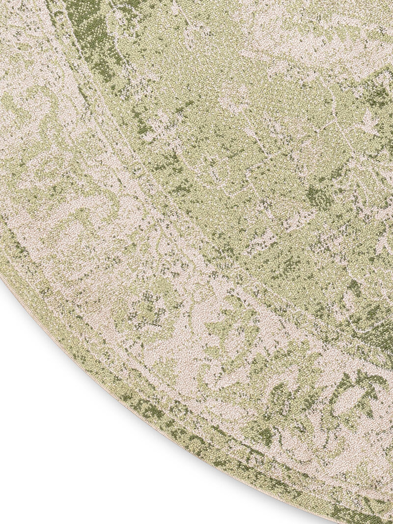Astra Machine Washable ASW12 Ivory/Green 7'10" x Round Rug