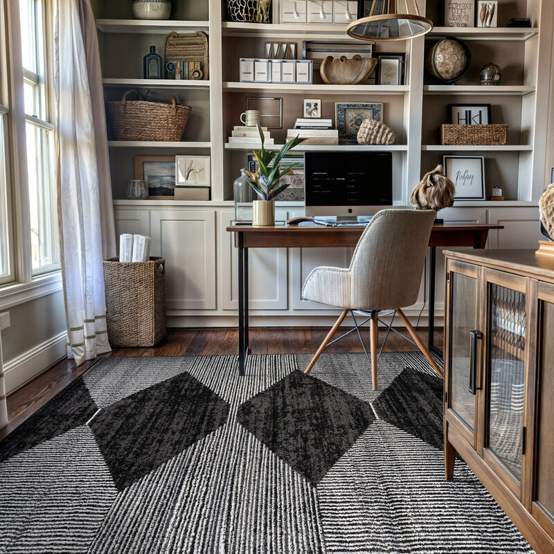 World Rug Gallery Beige Brown Geometric Stripe Indoor Area Rug image number 5