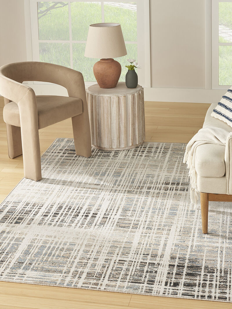 Washable Decor WSD07 Ivory/Blue 6'7" x 9' Rug