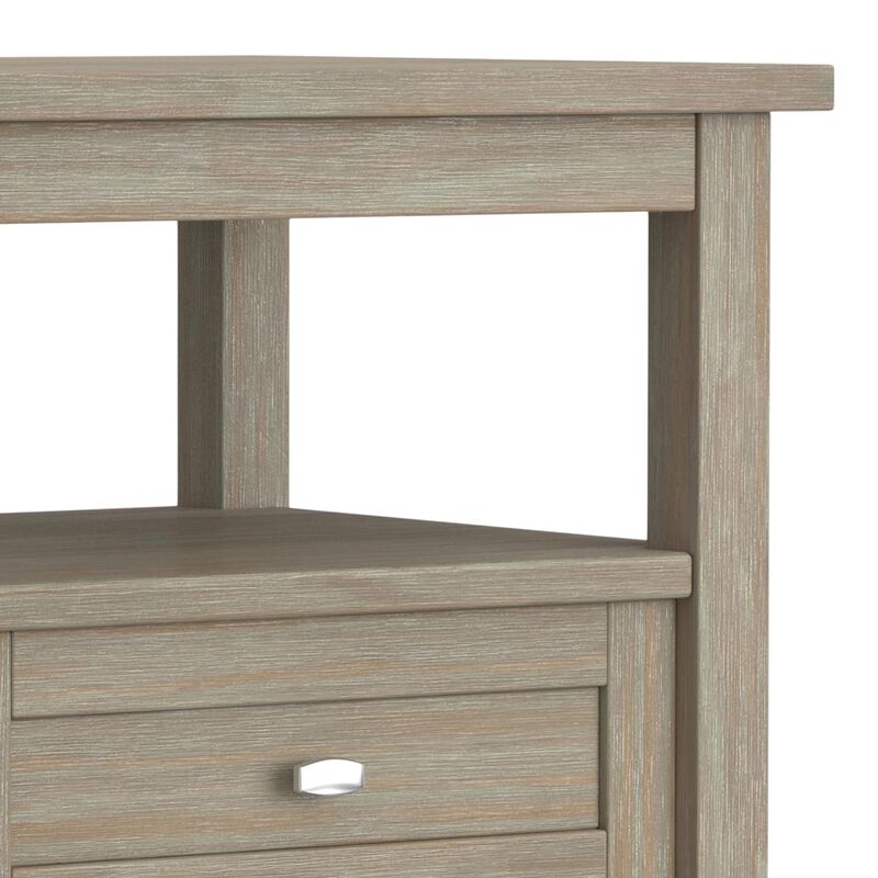 SIMPLIHOME Warm Shaker SOLID WOOD 20 inch Wide Rectangle Transitional End Side Table in Distressed Grey for the Living Room and