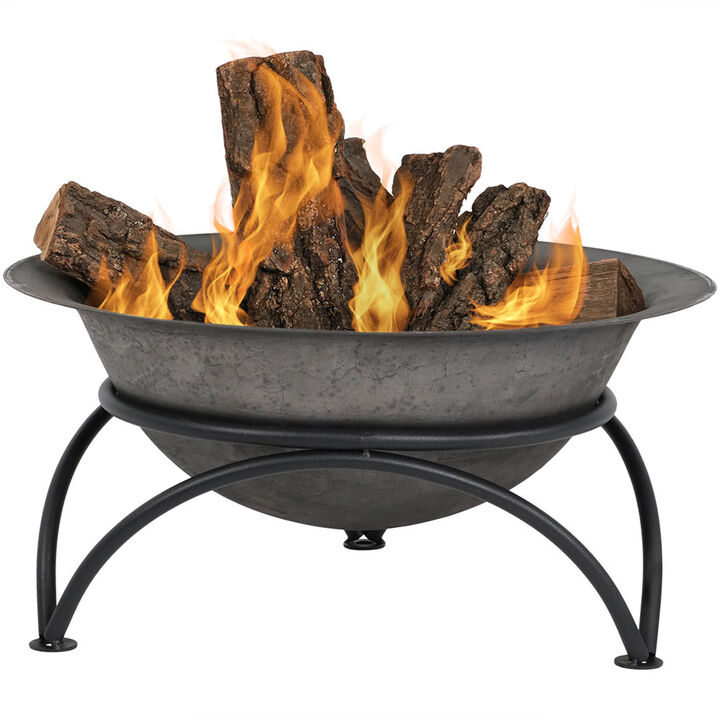 Sunnydaze 23.5 in Cast Iron Fire Pit Bowl with Stand - Dark Gray