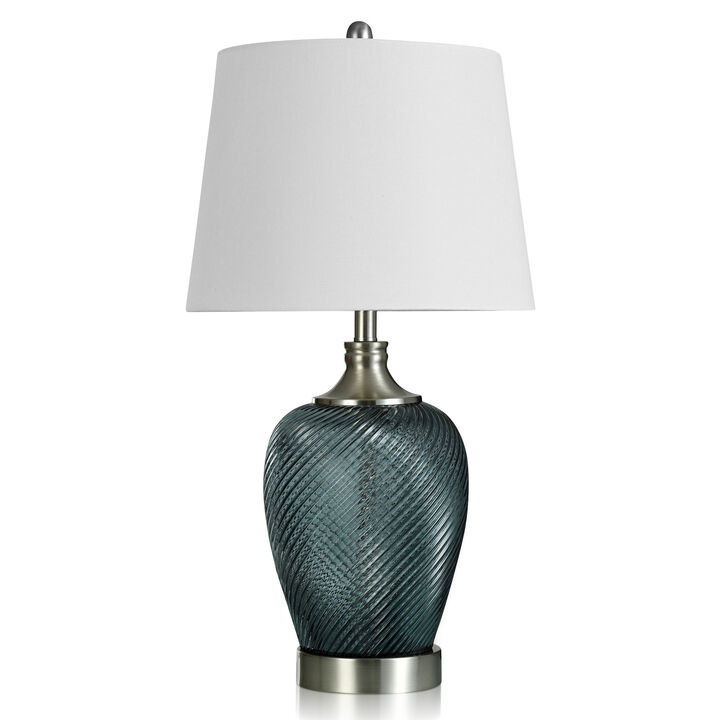 Blue Ribbed Swirl Table Lamp