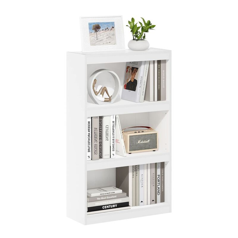 Furinno JAYA Enhanced Home 3-Tier Adjustable Shelf Bookcase, White