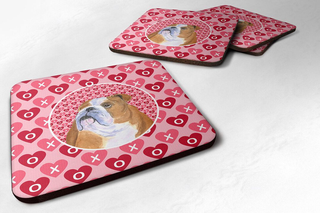 Caroline's Treasures SS4491FC Bulldog English Foam Coasters (Set of 4), 3.5 H x 3.5 W, Multicolor