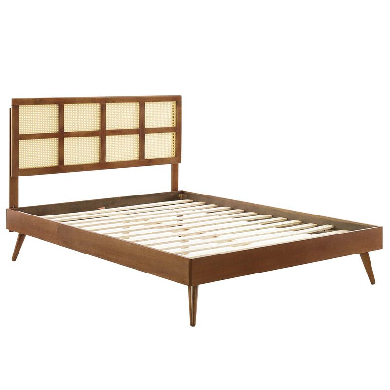 Modway - Sidney Cane and Wood Full Platform Bed with Splayed Legs