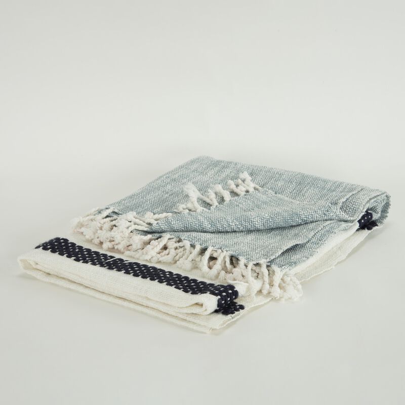 Navy/Natural 50" x 60" Throw Blanket
