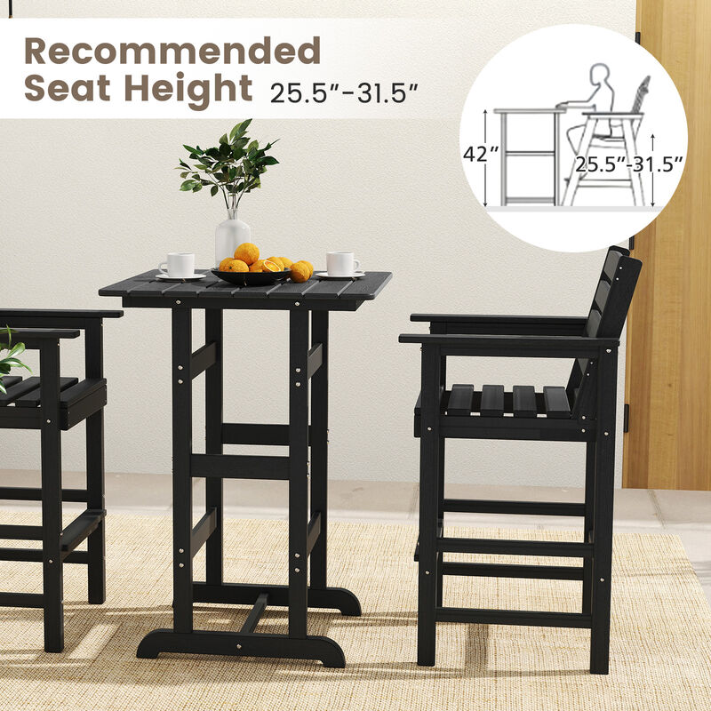 2-Pack Outdoor Adirondack Bar Chairs in Durable HDPE with Wide Armrests