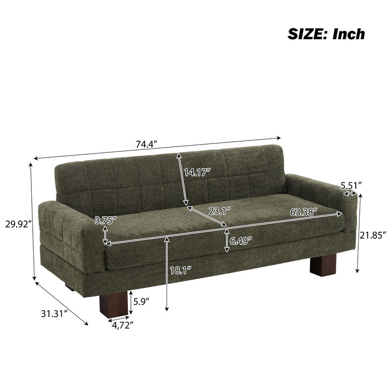 Merax Boucle Loveseat with Biscuit Tufted Back & Square Arms image number 2