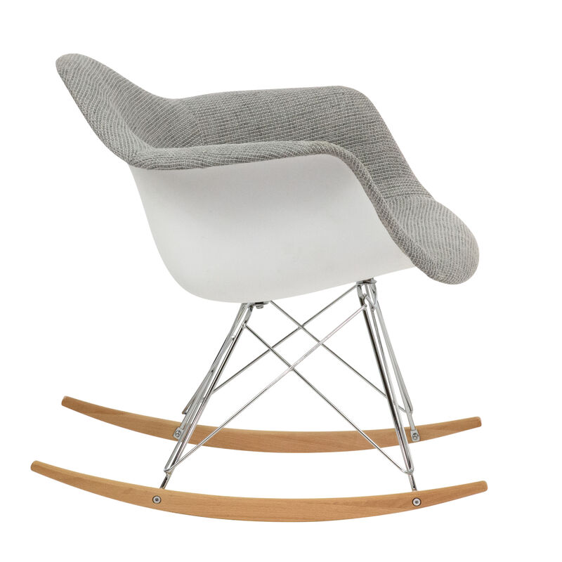LeisureMod Wilson Twill Fabric Eiffel Rocking Chair
