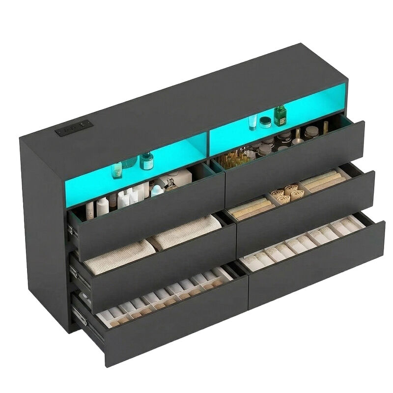 Modern 6-Drawer Dressing Table with Sliding Top - Multi-Functional Organizer for Bedroom image number 0