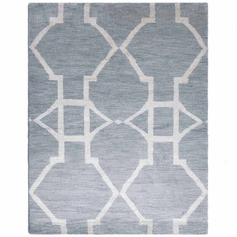 HAND KNOTTED WOOL Geometric AREA RUGS  - Rectangle Shape, Geometric Modern, Medium Pile Handmade Area Rugs for Living Room, Bed Room (N00942) image number 0