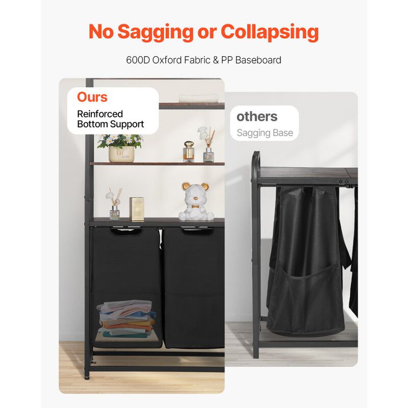 4 Tier Laundry Sorter Hamper with Shelves Hooks and Storage Baskets image number 4