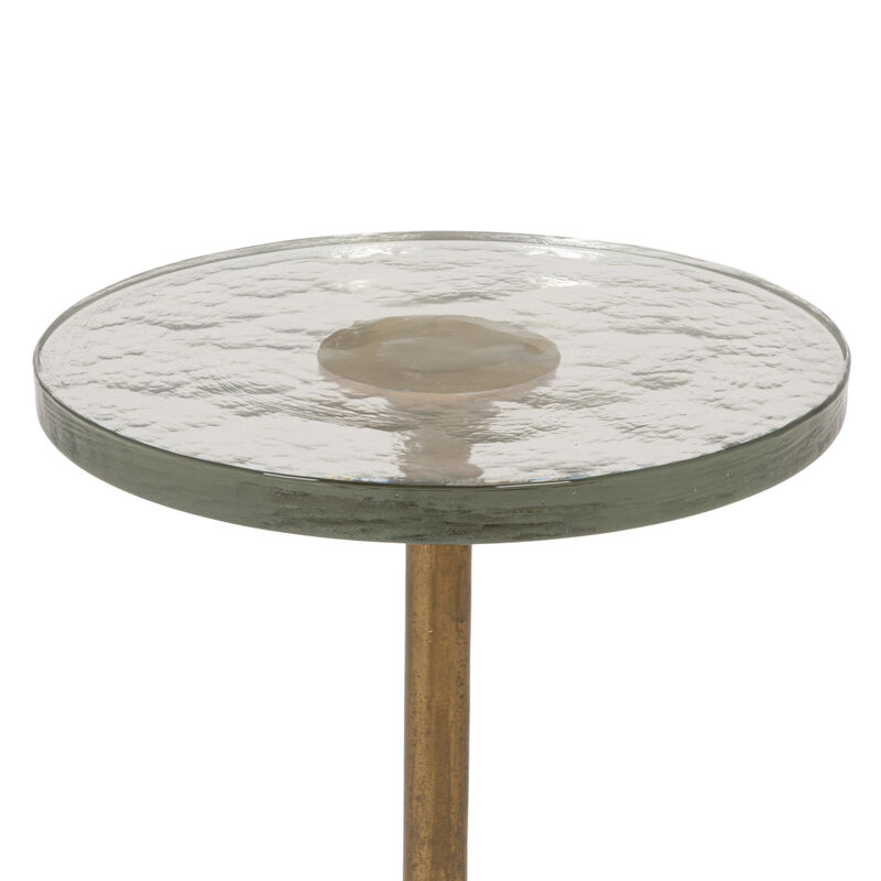 Round Accent Table, Distressed Bronze Aluminum and Clear Glass image number 4