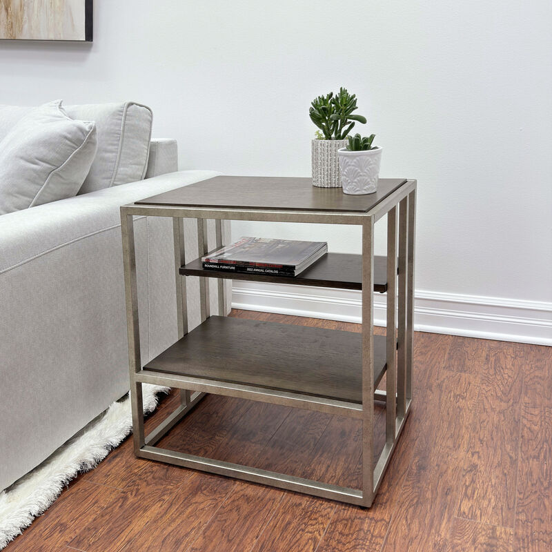 Streamdale Metal Frame Wood Living Room End Table with Shelf image number 2