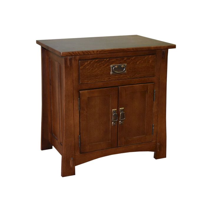 Crafters and Weavers Mission Style Solid Oak Nightstand Model A3 - Walnut
