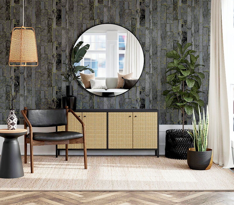 Kintsugi Black Geometric Wallpaper image number 4