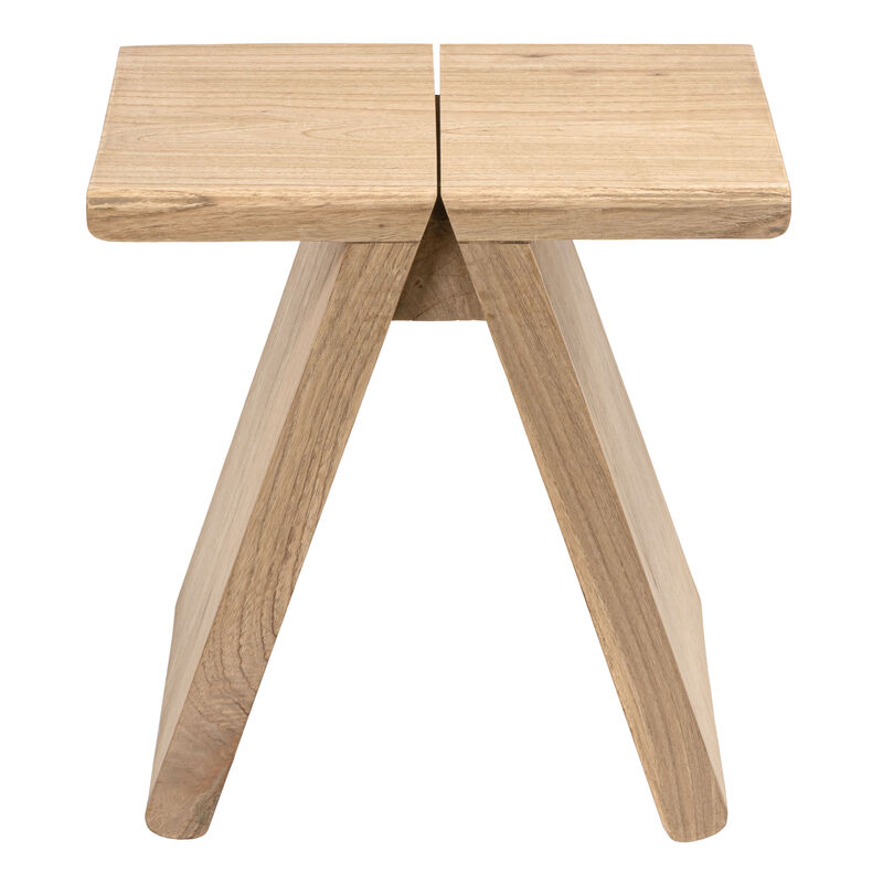 Jack Rustic Scandinavian Handcrafted Solid Mindi Wood Sculptural Base Accent Stool image number 7