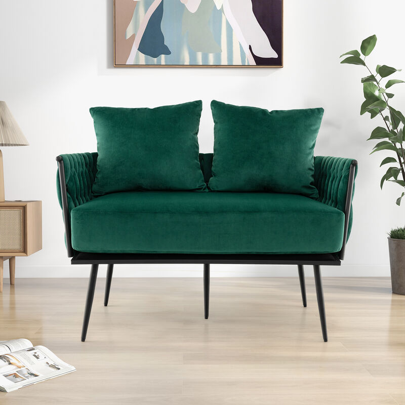 Modern Loveseat Sofa Upholstered Dutch Velvet Sofa Couch