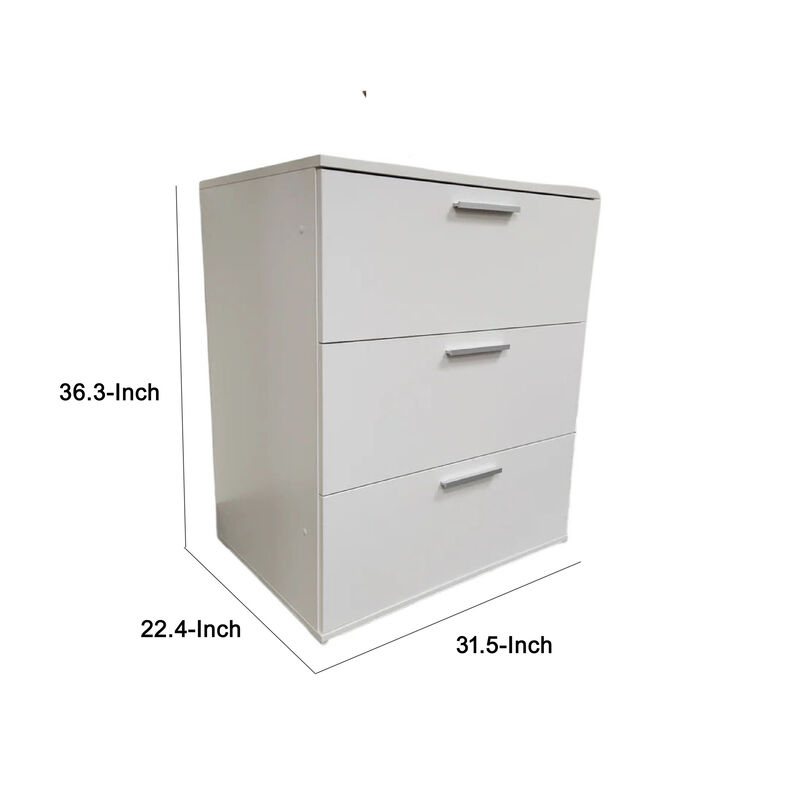 Moru Wide Dresser Chest, 3 Jumbo Drawers, Modular Design, White Wood