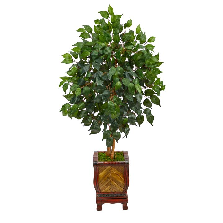 HomPlanti 46 Inches Ficus Artificial Tree in Decorative Planter