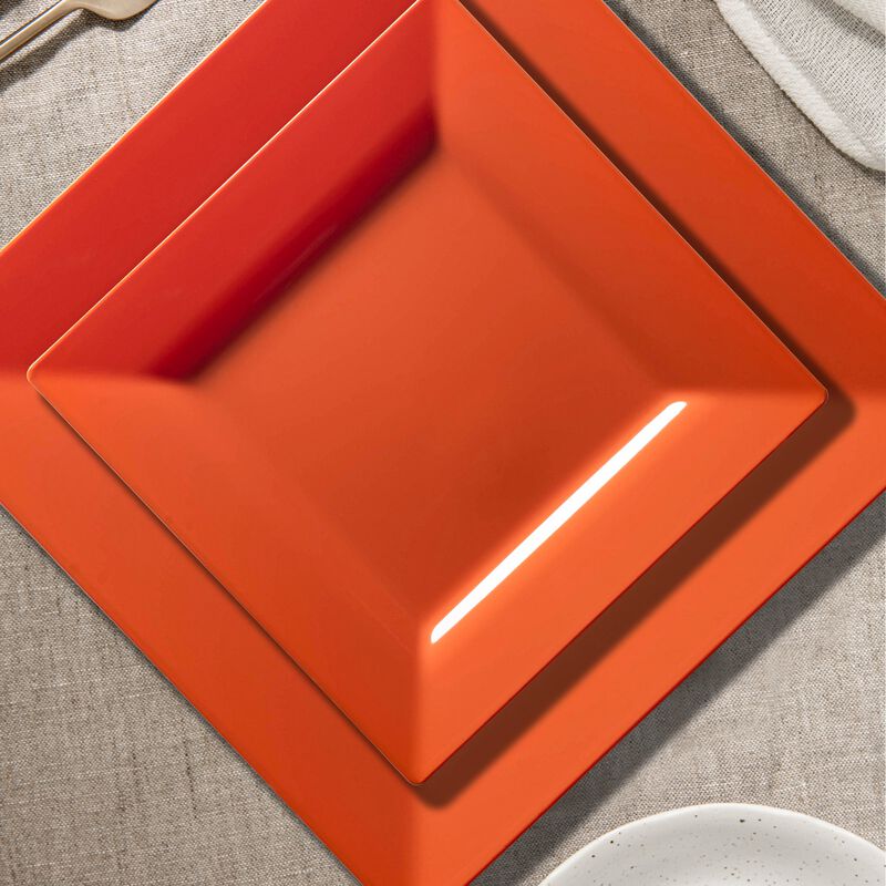 Burnt Orange Square Plastic Plates Dinnerware Value Set (40 Sets) image number 8