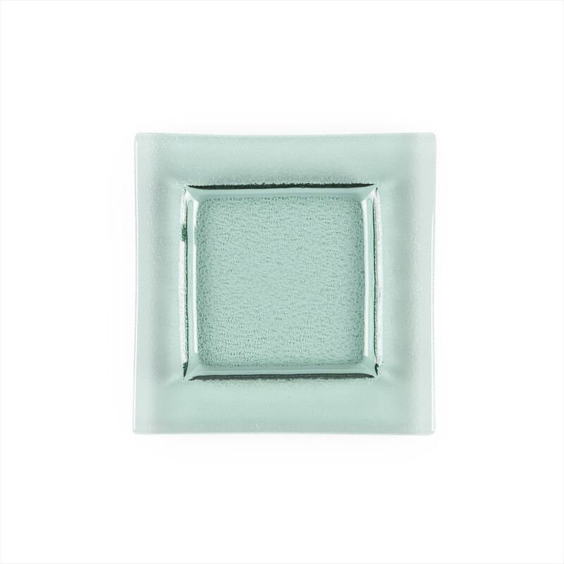 Turgla Fusion Glass 6" x 6" Square Transparent Green Glass Plate (Set of 4) image number 1
