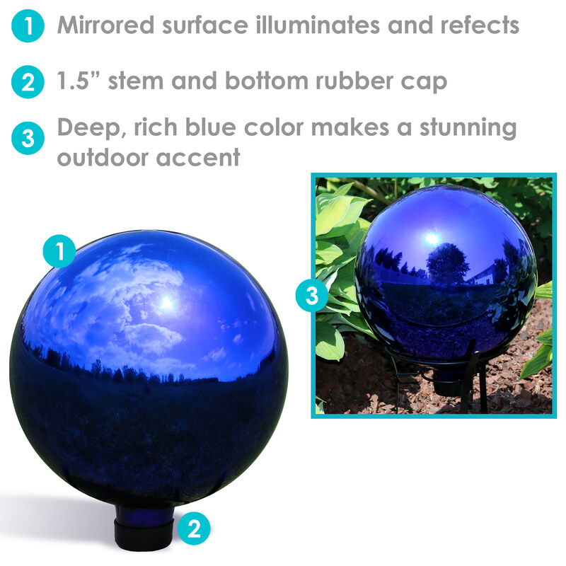 Sunnydaze Blue Mirrored Surface Gazing Globe - 10 in image number 3