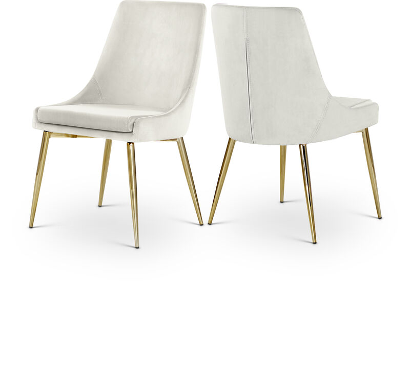 Meridian Furniture Karina Cream Velvet Dining Chair, Set of 2