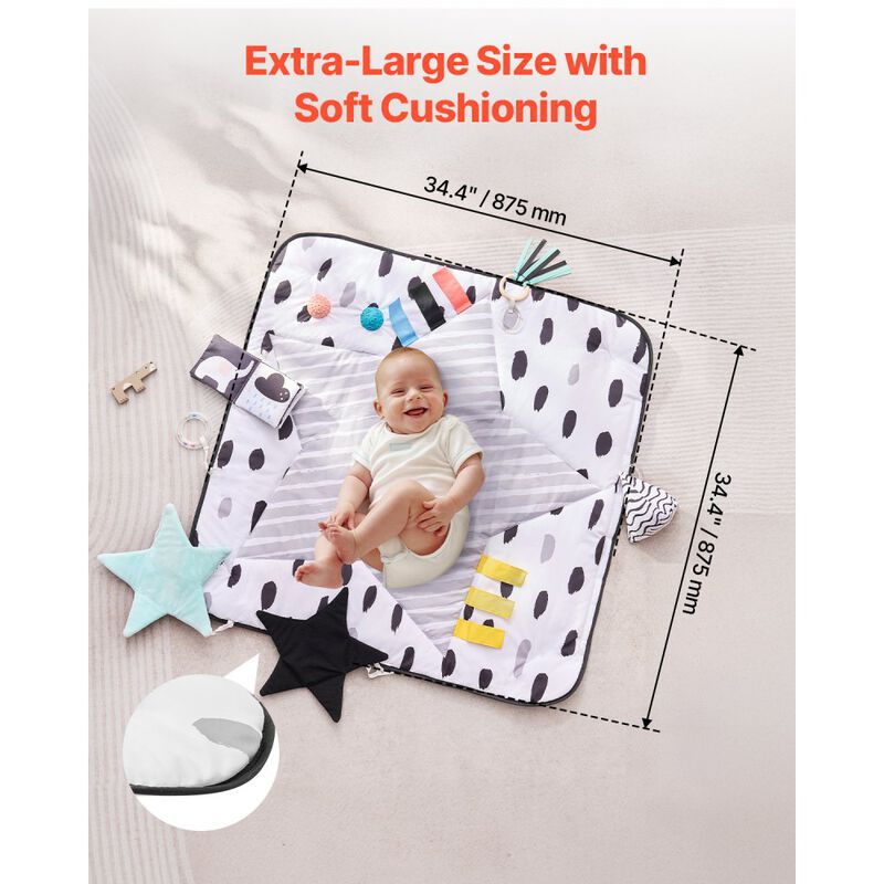 Baby Play Gym Mat, Tummy Time Activity Mat with Sensory Toys for 0-18 Months image number 4