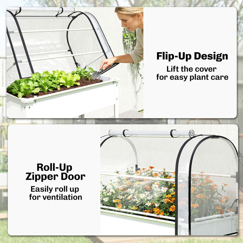 Hivvago Elevated Metal Garden Box with Flip-Up Cover and Drainage image number 5