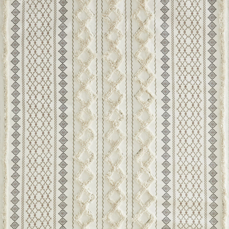 Gracie Mills Modesto Chenille Striped Cotton Printed Shower Curtain