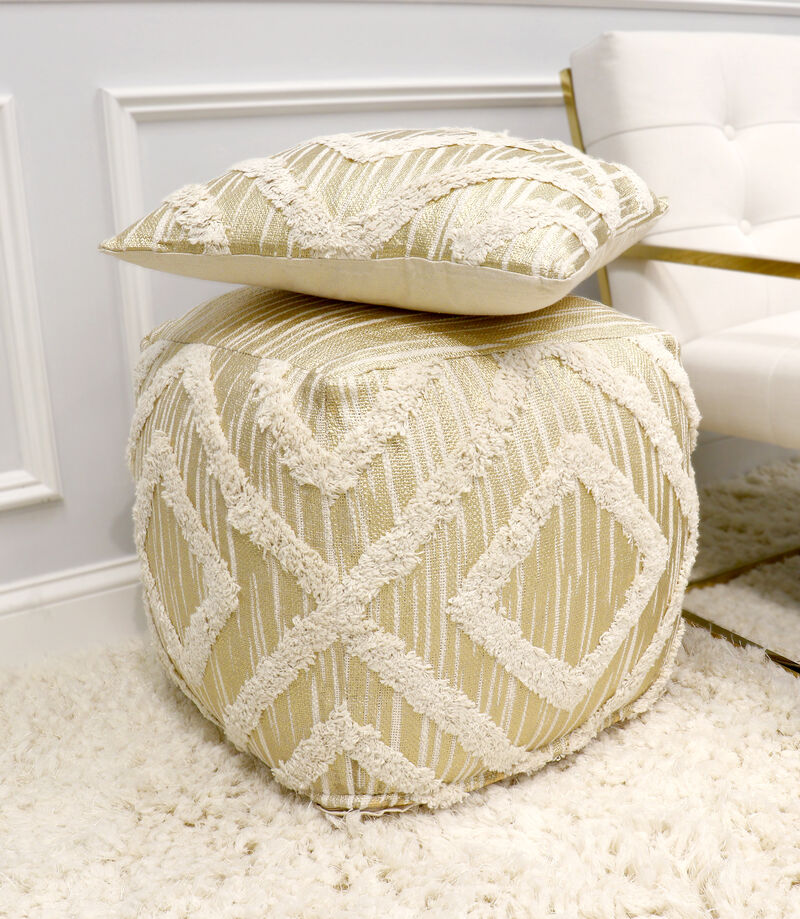 Pasargad Home Grandcanyon Cotton Shaggy Pouf image number 4