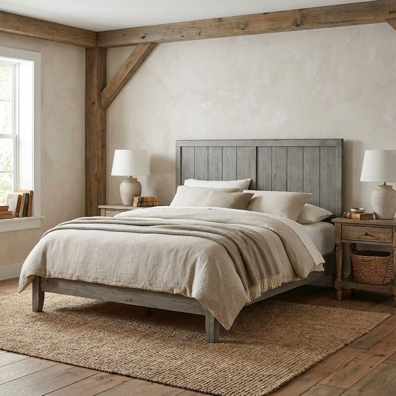 Wood King Headboard with Sturdy Construction and Classic Design for Bedroom image number 2