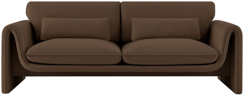 Meridian Furniture Sloan Brown Velvet Fabric Sofa image number 3