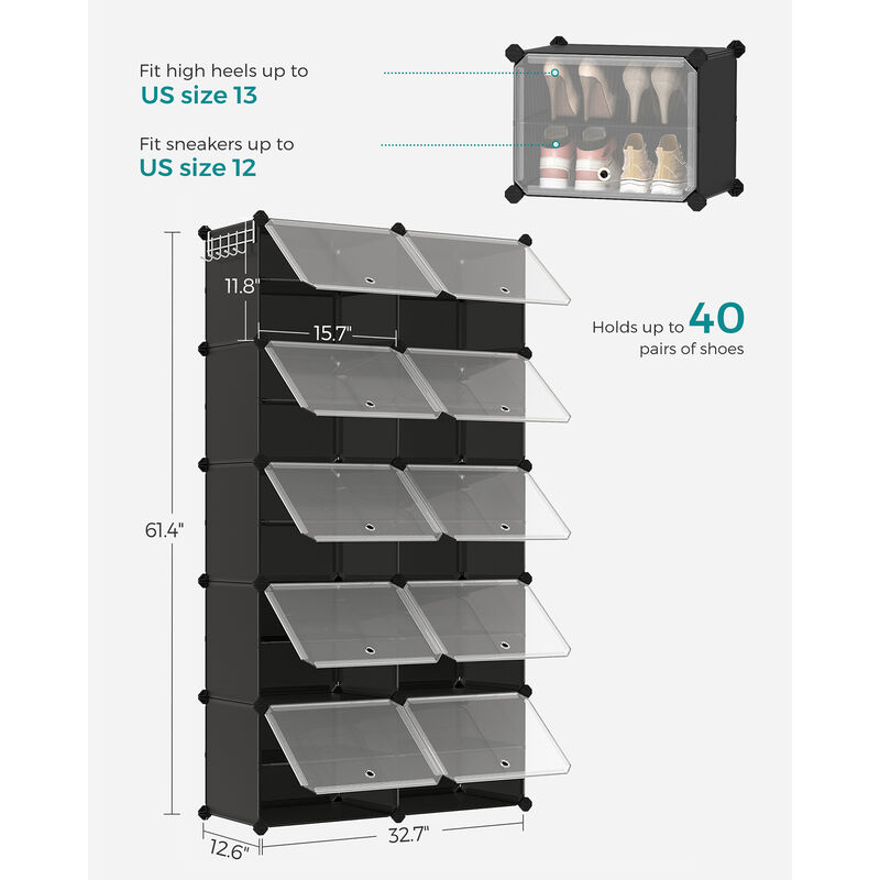 10-Cube Shoe Organizer with Doors for Concealed Storage and Stylish Organization