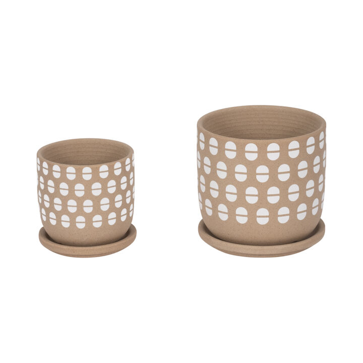 Hand Stamped Saucer Planters Set