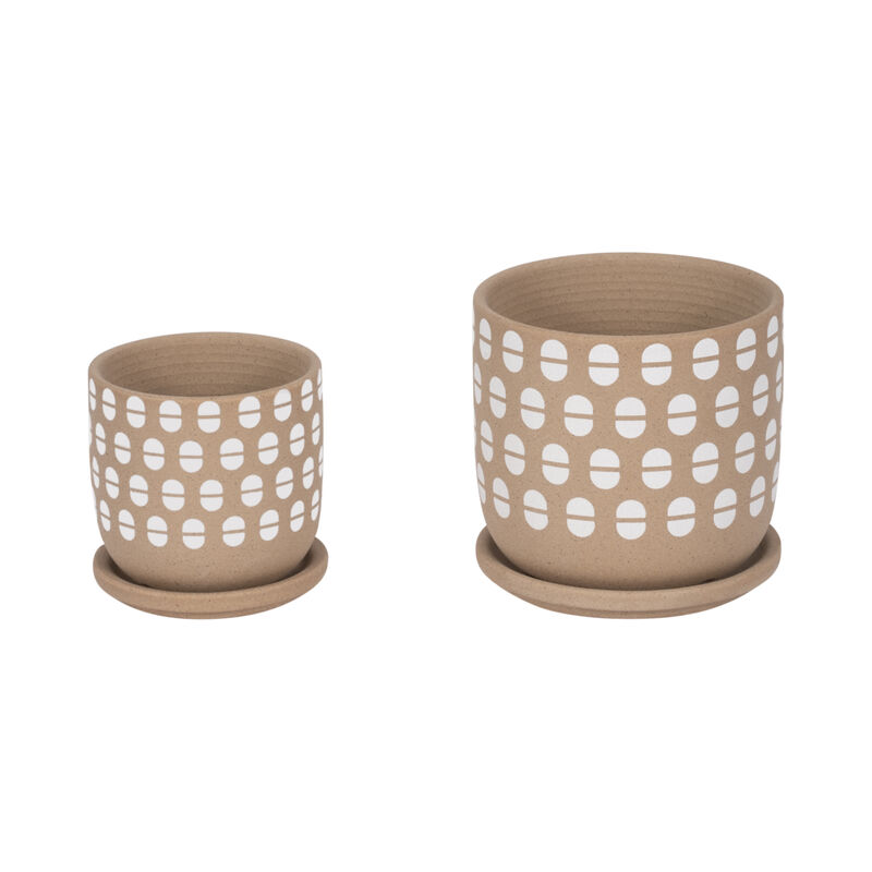 Hand Stamped Saucer Planters Set