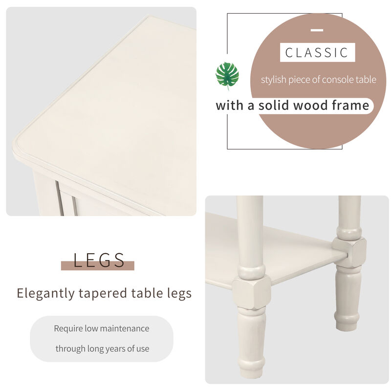 Narrow Console Table, Slim Sofa Table with 3 Storage Drawers and Bottom Shelf