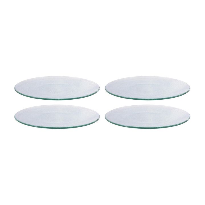 Turgla Fusion Glass dia.9" Round Clear Glass Plate (Set of 4)