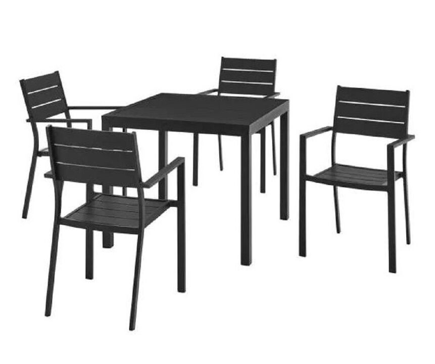 Infinity Sorrento 5-Piece Black Square Aluminum Outdoor Dining Table with Chairs