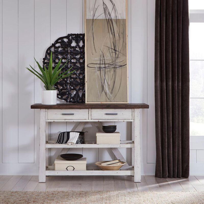 Liberty Furniture Farmhouse Server in Two Tone White w/ Wood Tone Top image number 4