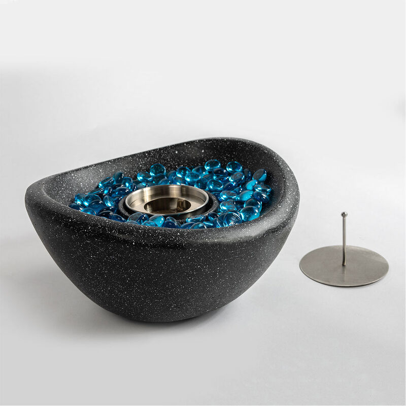 Mondawe Black Indoor And Outdoor Concrete Fire Pit, Mini Smoke-Free Tabletop Fire Bowl