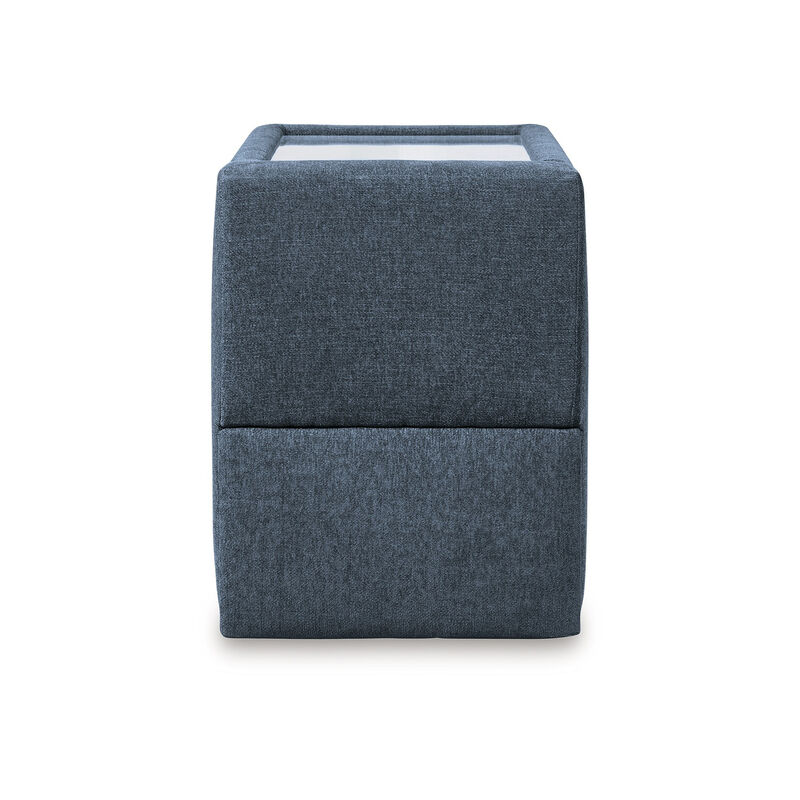Meso Modular Console, Built In Storage, Ink Blue Nuvella, 37 Inch - Benjara image number 2