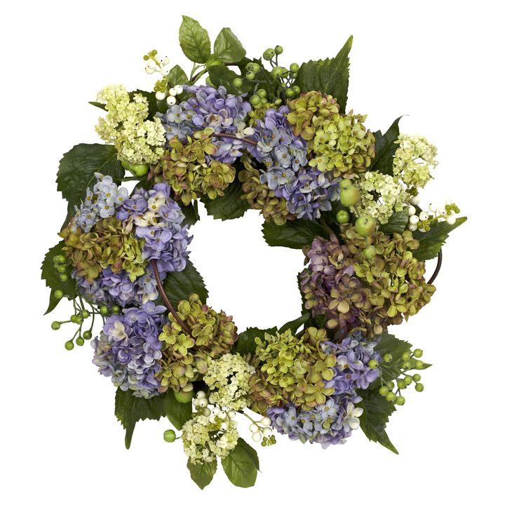 HomPlanti 22" Hydrangea Wreath - Purple/ Green