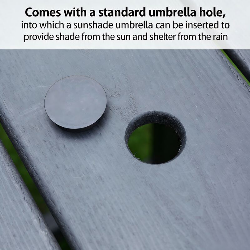 WOW PIONEER Patio Dining Rectangular Patio Dining Table HDPE Weather-Resistant Seats 4&ndash;6 Umbrella Hole Backyard Garden Poolside Entertainment image number 7