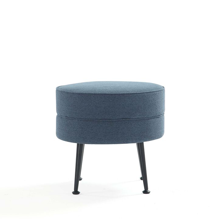 Bailey Blue and Black Ottoman