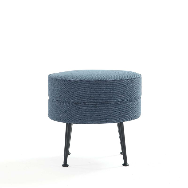 Bailey Blue and Black Ottoman