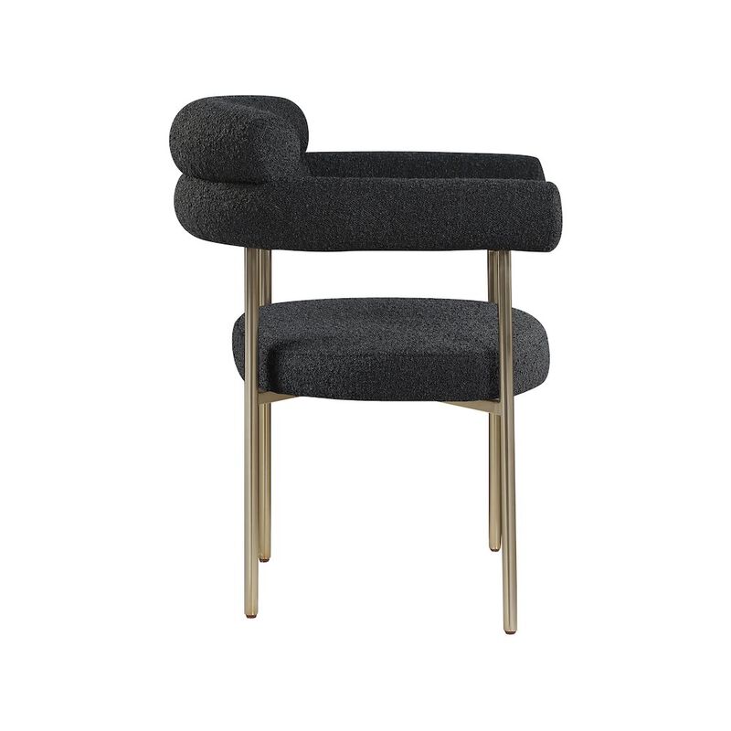 Meridian Furniture Blake Black Boucle Fabric Dining Chair, Set of 2